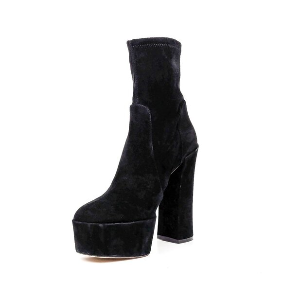 Stuart Weitzman Women Sky High Stretch Black Suede Platform Ankle Boots sz 9.5 - Picture 3 of 9